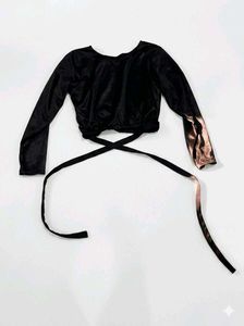 Black Velvet Wrap Crop Top