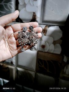 Exquisite Oxidized Jhumka Earrings