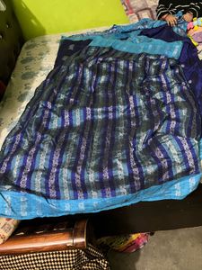 Blue Silk Saree with Brocade Blouse