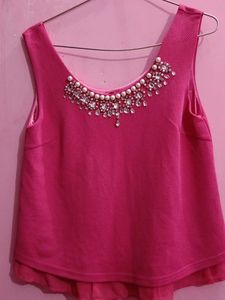 Pink Top With Neck Design