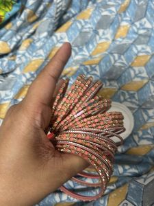 Elegant Peach & Gold Bangles