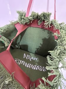 Summer Vibes Green Fringe Tote Bag