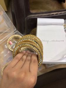 Elegant Gold Bangles with Mirror Work