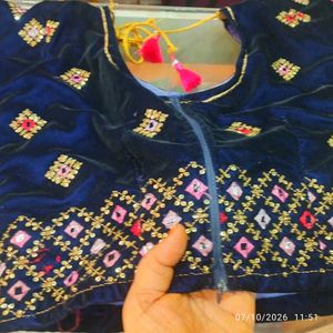 Elegant Navy Blue Embroidered Lehenga Choli
