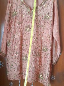 Rustic Hand Embroidered  Silk Kurti