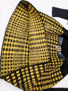Chic Black &amp; Yellow Plaid Turtleneck Dress