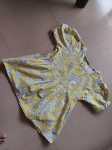 Yellow Floral Print Kurta