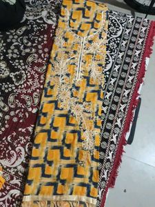 beautiful embroidered unstitched cotton suit mater