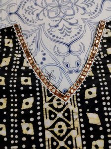 Black &amp; Beige Printed Kurta