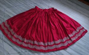 Stunning Red Lehenga Choli with Silver Embellishme