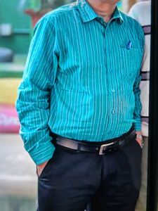 Green Striped Casual Shirt - Full Sleeves