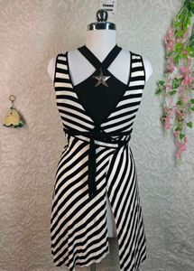 Striped Wrap Dress with Star Detail