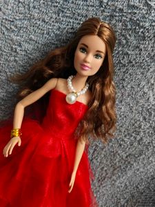 Elegant Red Gown Barbie Doll