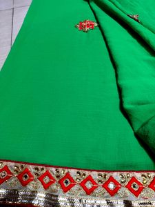 Green Embroidered Saree