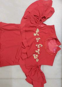 Girls Red Cold Shoulder Dress