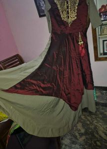Elegant Maroon Embroidered Gown