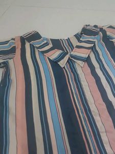 women's multi-color vertical striped shirt