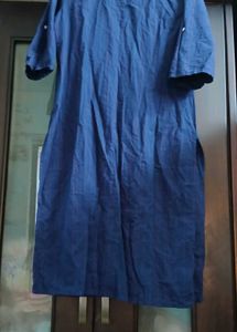 Elegant Navy Blue Kurta with White Print