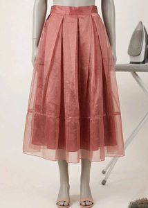 Pleated Sheer Midi Skirt