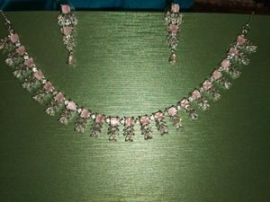 Elegant Pink Stone Necklace Set