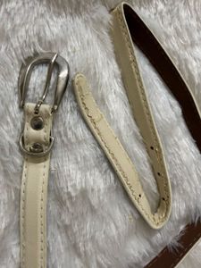 Classic Cream Faux Leather Belt