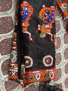 Embroidered Gujarati Folk Skirt black with blouse