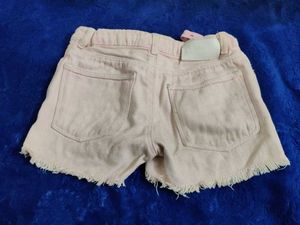 Pink Denim Shorts with Embellishments