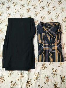 Women Stylish Plaid Shirt with Black Pants Set🖤✨