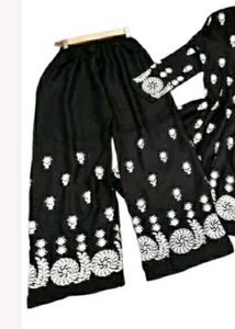 Black chikinkari embroidery Kurti with plazo