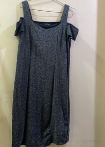 Chic shimmery Grey Cold Shoulder Dress