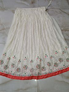 White Sequined Blouse and lengha