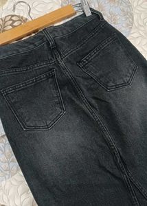 Raw Hem Jean Skirt