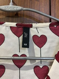 Heart Print Tie-Front Top