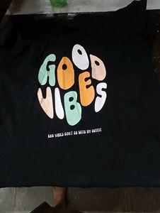 Black T-Shirt with "Good Vibes" Graphic