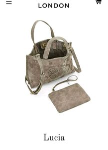 Blue Suede Shoulder Bag with Pouch