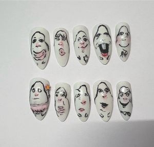 Chat sticker hand painted cute nails