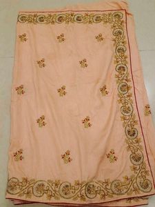 Elegant Peach Embroidered Saree