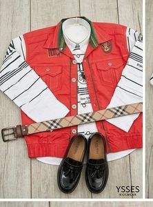 Stylish Boys Red Vest and Denim Jeans Set