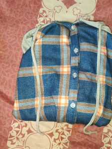 Blue Plaid Hoodie Shirt