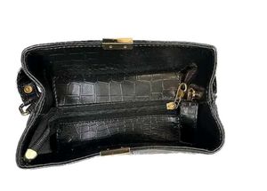 Chic Black Croc Embossed Bucket Bag