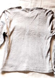 Grey Ribbed Long Sleeve Top