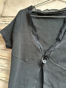Front Button Ribbed Top
