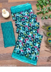 Vibrant Geometric Print Saree