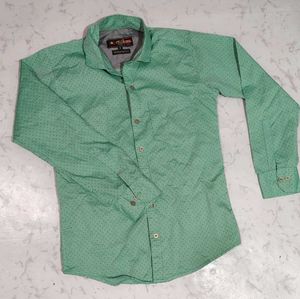 Men's Green Printed Button-Up Shirt