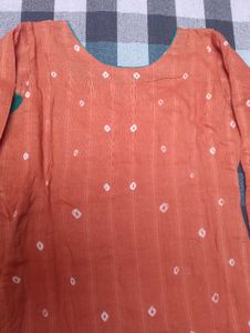 Two Kurtas: Leopard Print &amp; Orange Bandhani