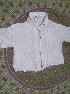 White Cropped Button-Up Shirt