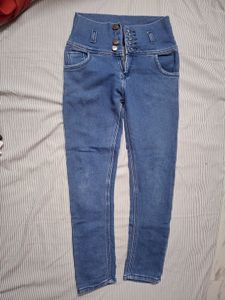High Waisted Blue Denim Jeans