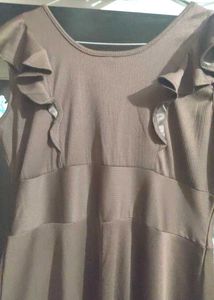 Mast ❤‍🔥Brown Ribbed Dress with Ruffle Sleeves
