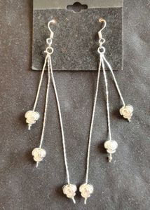 Thread Silver Rose drop Earrings Metal