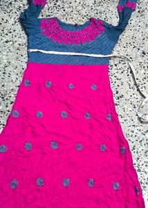 Free Delivery Elegant Kurta with Pink Embelli